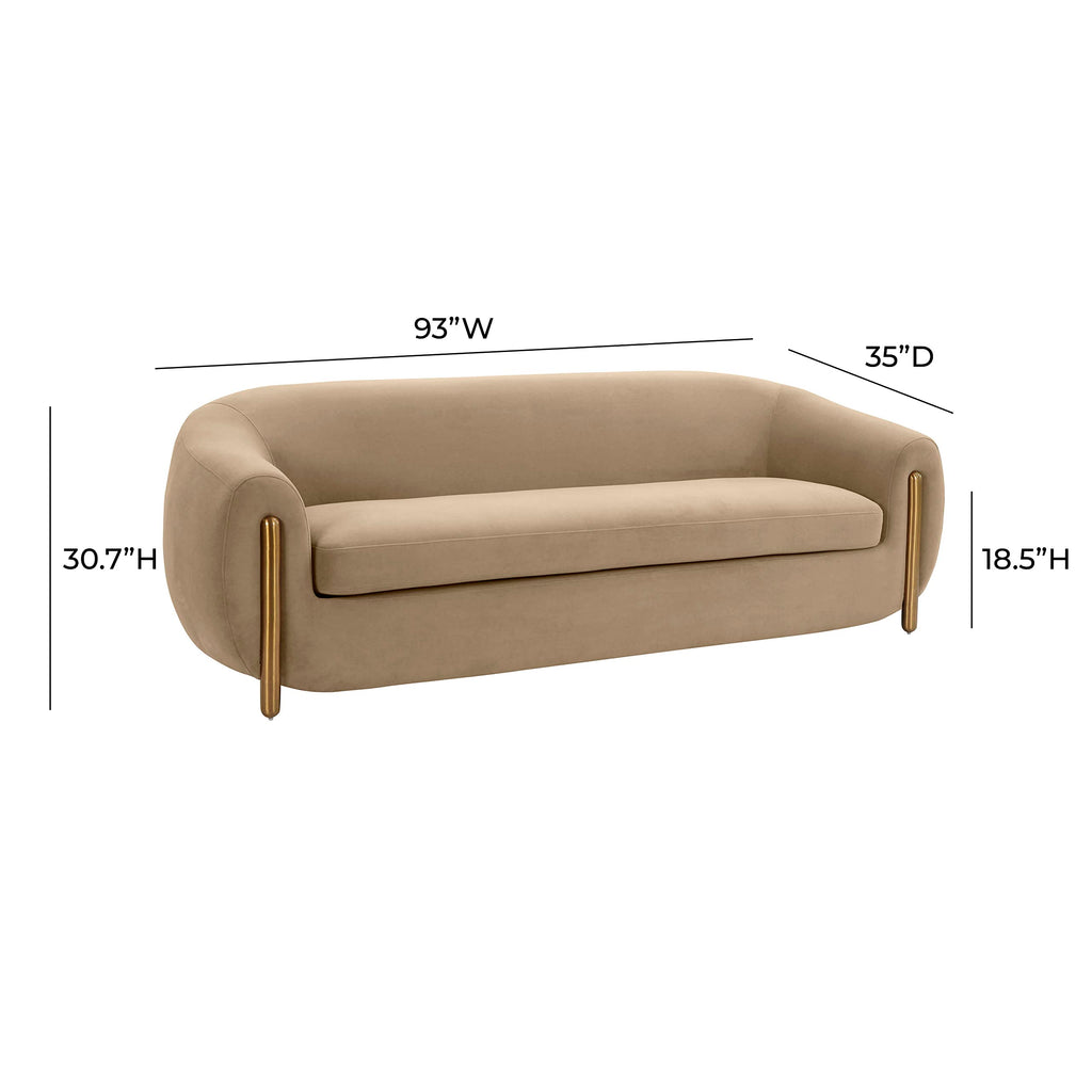 Tov Furniture Lina Cafe Au Lait Brown Velvet Sofa by Inspire Me! Home Décor