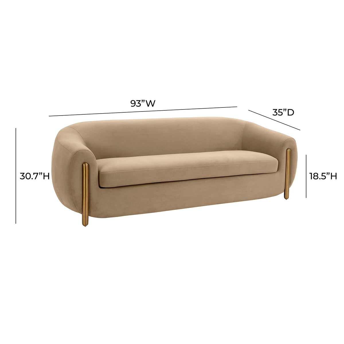 Tov Furniture Lina Cafe Au Lait Brown Velvet Sofa by Inspire Me! Home Décor