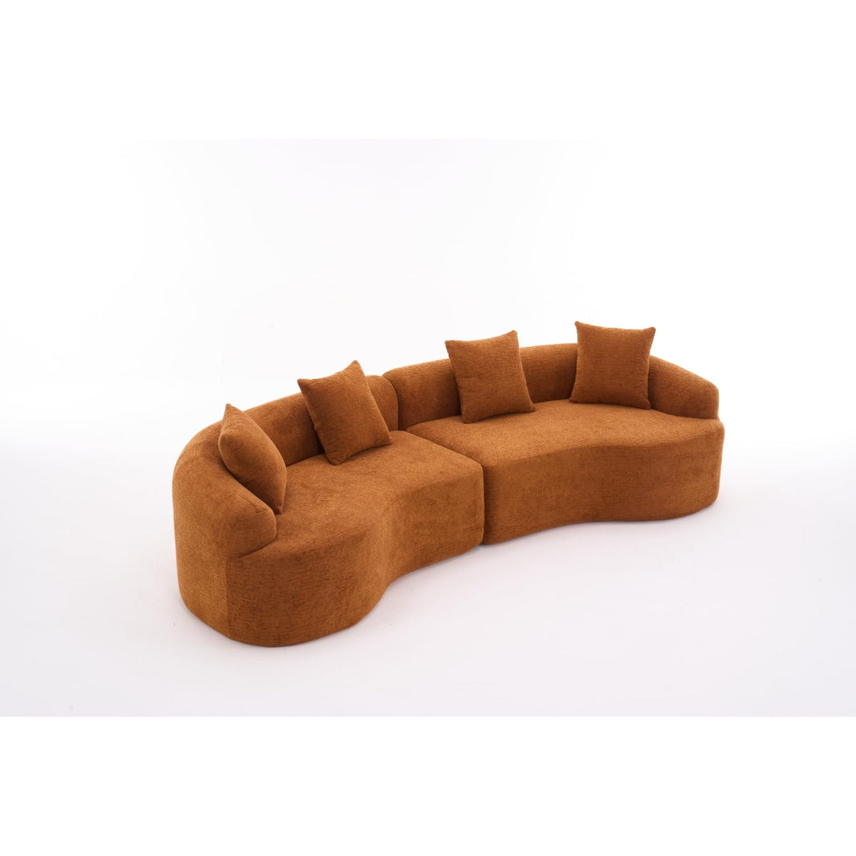 110-inch L-Shaped Luxurious Modern Contoured Curved-Back Sofa, a Seamless Boneless Design with Curved Silhouette, Ideal for Apartment, Living Room use, No Assembly