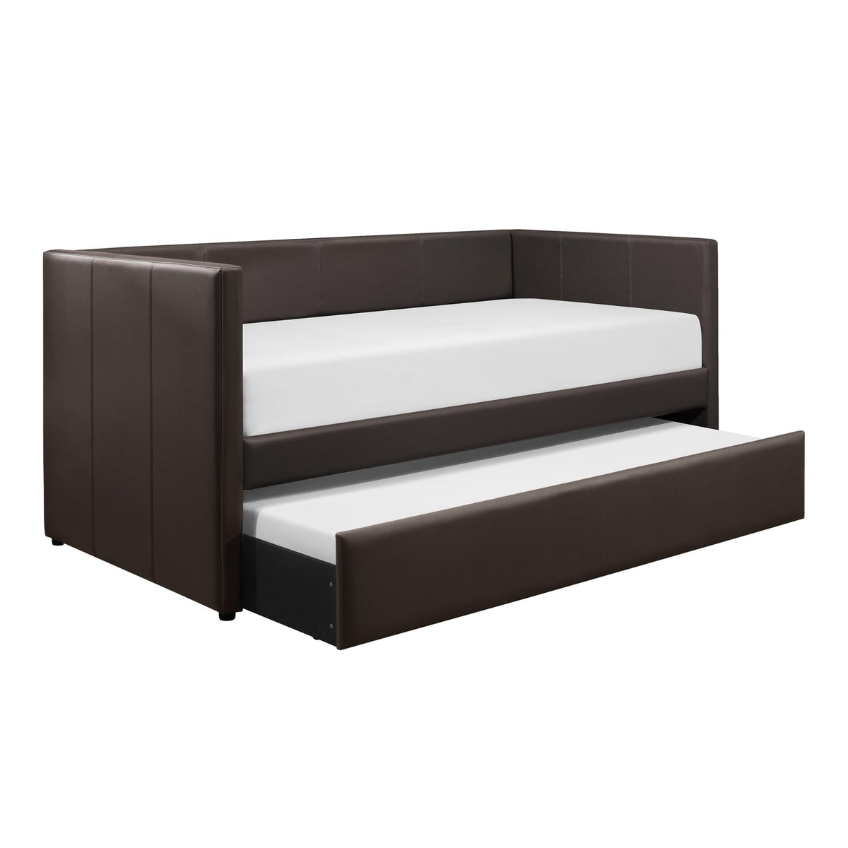 Versatile Daybed with Pull-Out Trundle, Textured Fabric Upholstery