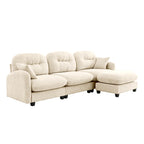 107-Inch L-Shaped Modular Convertible Sectional Sofa W/Removable Ottoman Chaise, Modern Chenille Upholstered Corner Cloud Couches 4 Seat Sectional Sofa for Living Room