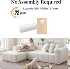 108 Inch Oversized Modular Sectional Sofa, L-Shaped Floor Couch with Extra Deep Seats, Modern Minimalist Upholstered Sofa, No Assembly Sofa Couch for Living Room, Bedroom, Apartment (Right-White)