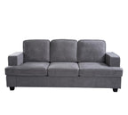 Velvet Sofa, Comfortable 3 Seater Couch with Deep Seating and High Density Foam, Loose Back Cushions, Wide Arms, Livingfor Home, Apartment, Office, Grey EY632