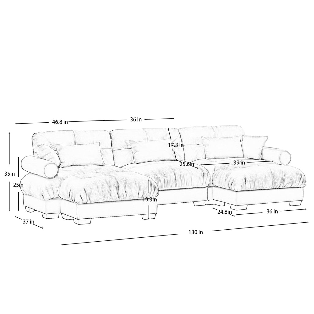 U Shaped Cloud Couches for Living Room Modular Sectional Sofa with Ottomans