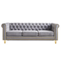 Velvet Sofa 84.65 inch for Living Room Light Grey Color