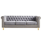 Velvet Sofa 84.65 inch for Living Room Light Grey Color