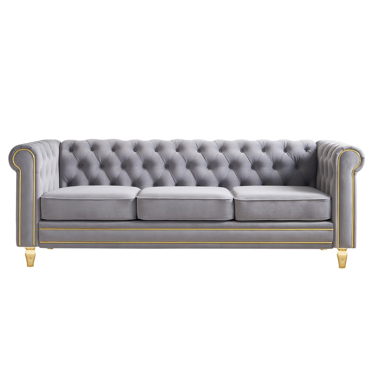 Velvet Sofa 84.65 inch for Living Room Light Grey Color