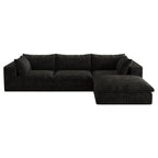 118.2" Cloud Sofa,Corduroy Fabric,Deep Seat Couches,Double Layer Design,Removable Cushion,No Assembly, DIY Combination for Living Room, Bedroom,Conference Room,Apartment,Black