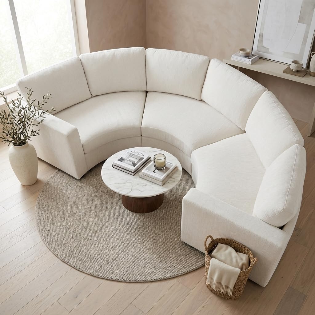 109.4'' Curved Modular Sectional Sofa, Round Sofa with Soft Upholstery