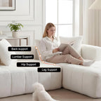 108 Inch Oversized Modular Sectional Sofa, L-Shaped Floor Couch with Extra Deep Seats, Modern Minimalist Upholstered Sofa, No Assembly Sofa Couch for Living Room, Bedroom, Apartment (Right-White)