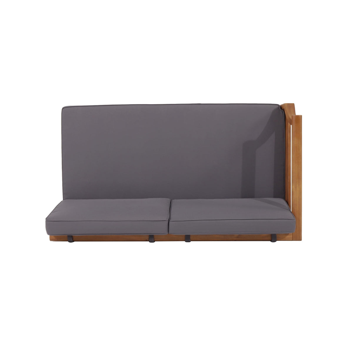 Tidyard 4-Piece Sofa Set, Dark Gray – Mid-Century Modern Design with Acacia Wood Frame & Slat Paneling, Water-Resistant Cushions, Sectional Chat Set for Indoor/Outdoor Use, 82.7? W x 82.7? D