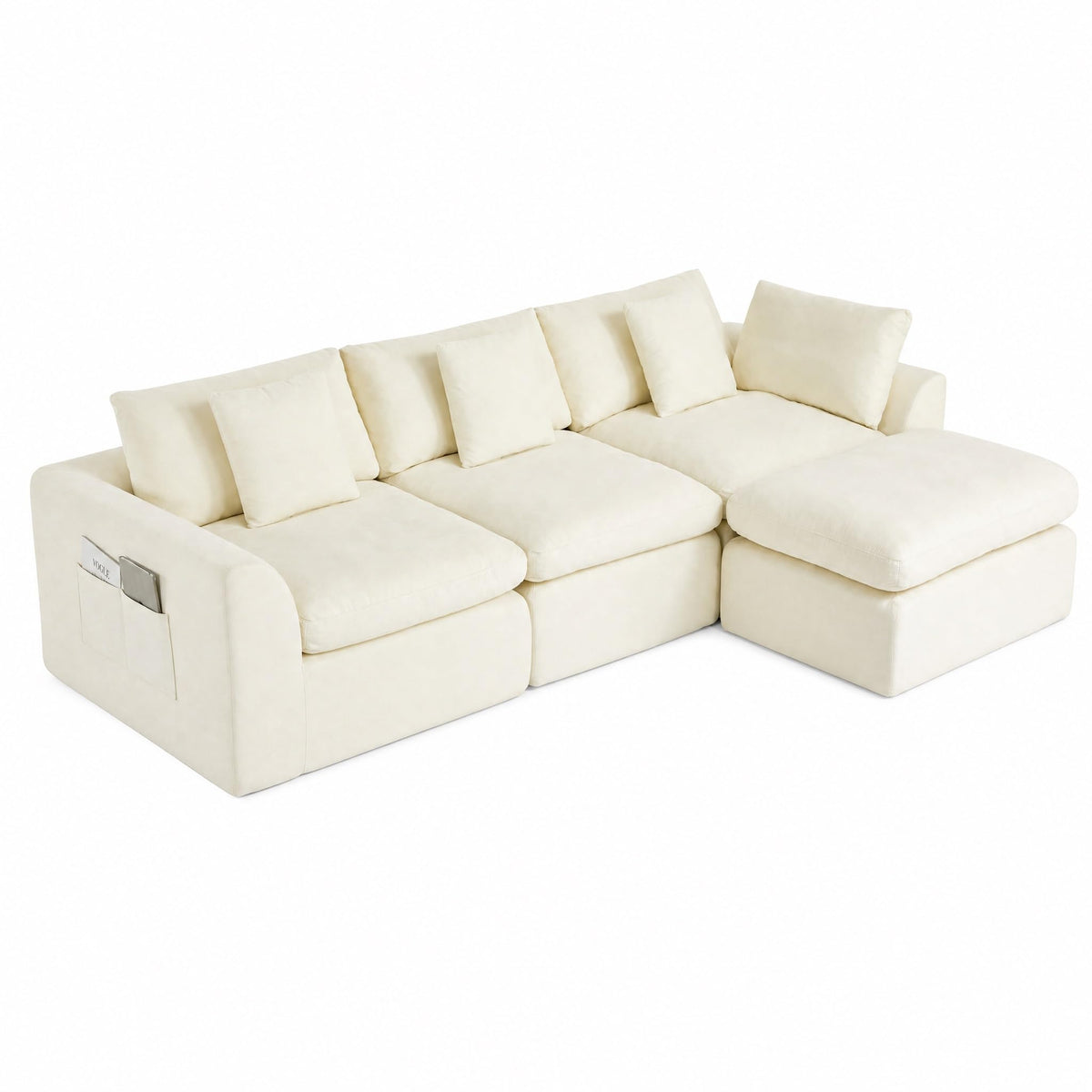 110" Cloud Sectional Couches for Living Room, Dark Gray Chenille Sofa