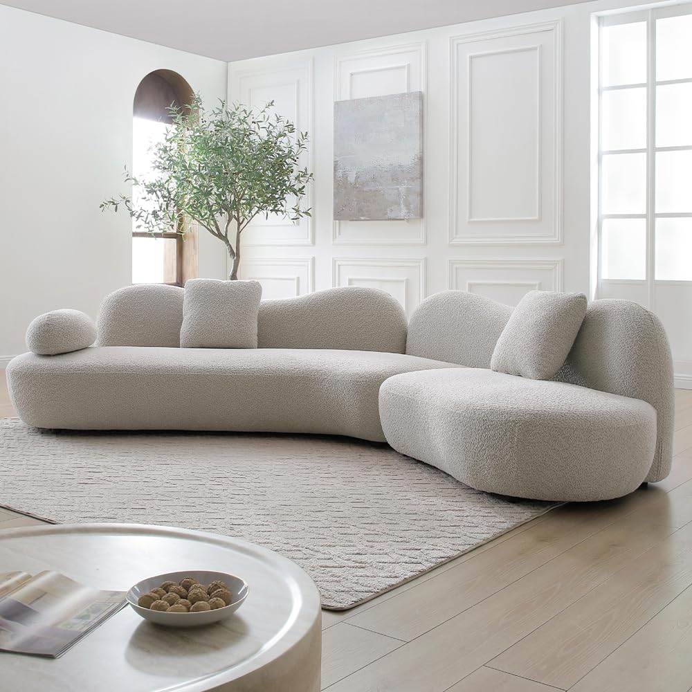 WILLIAMSPACE 66" Modern Velvet Curved Sofa Couch for Living Room, Nomad