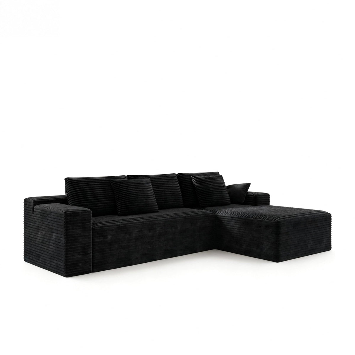 Tidyard Modular Sectional Sofa, No Assembly Required 104.3 Inch Plush Corduroy Fabric Reversible Chaise Lounge Couch for Living Room Bedroom Apartment
