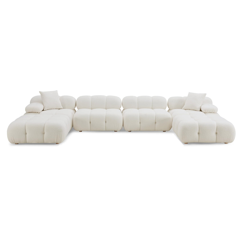 TOV Furniture Calliope Cream Vegan Shearling 6-Piece Modular U-Sectional