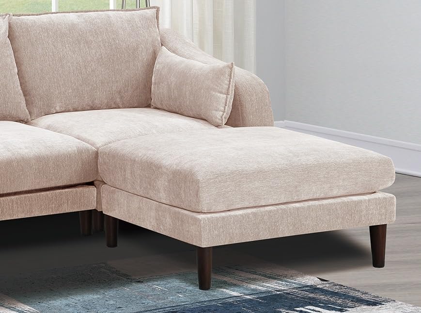 U-Shaped Couch Set: 6-Piece Modular Sectional with Armless Chairs, One Arm Chair, Ottoman - Modern Living Room Furniture