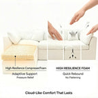 112.5" Modular Sectional Sofa, Chenille L Shaped Cloud Sectional Couch with Movable Ottoman & Deep Seat, 4 Seat Couches with 4 Pillows for Living Room, Apartment, Office, 1200LBS Capacity, Beige
