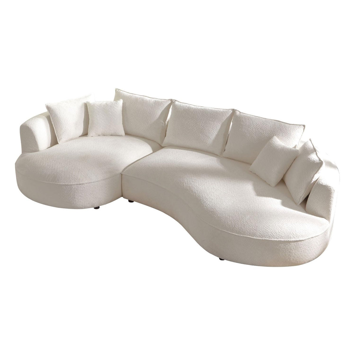 125-Inch Beige Boucle Sectional Sofa, 5 Seats, Left-Facing Chaise