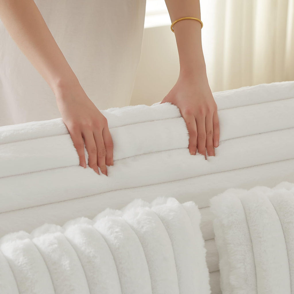 White Corduroy Sofa Bed with Pull Out Bed