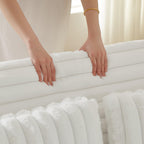 White Corduroy Sofa Bed with Pull Out Bed