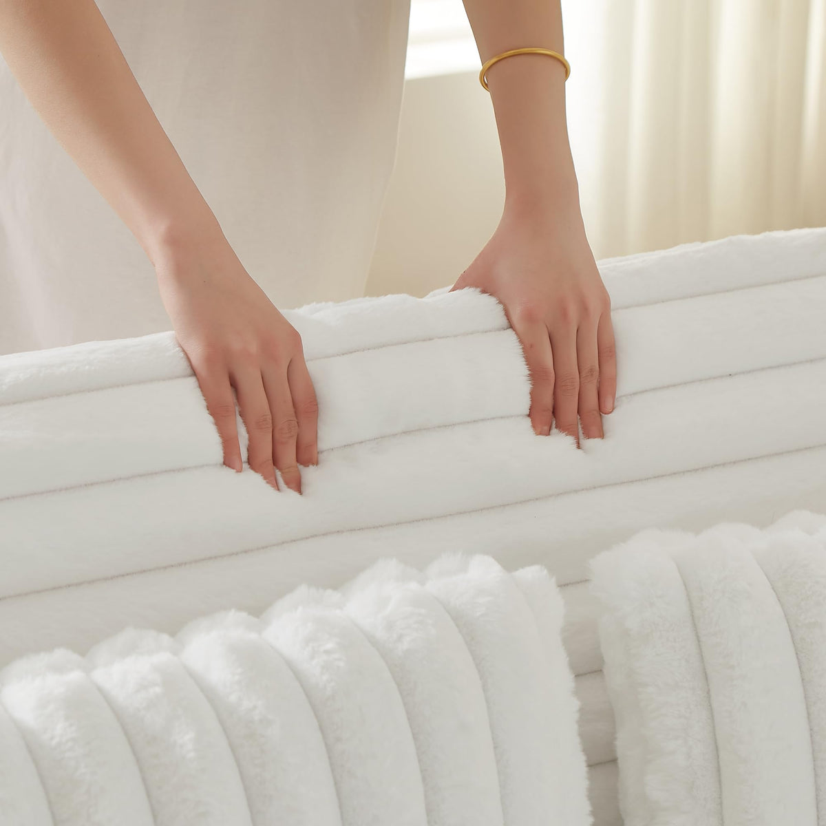 White Corduroy Sofa Bed with Pull Out Bed
