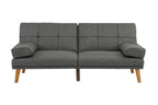Tidyard Blue Grey Polyfiber Adjustable Tufted Sofa with Solid Wood Legs, Convertible Couch for Living Room, Includes Extra Cushion, Modern Comfortable Design, Easy Assembly
