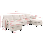 109'' Chenille Modular U Shaped Sectional Sofa DIY Combination 6 Seater Couch with Removable Seat Cushion and Storage Ottomans for Living Room/Apartment