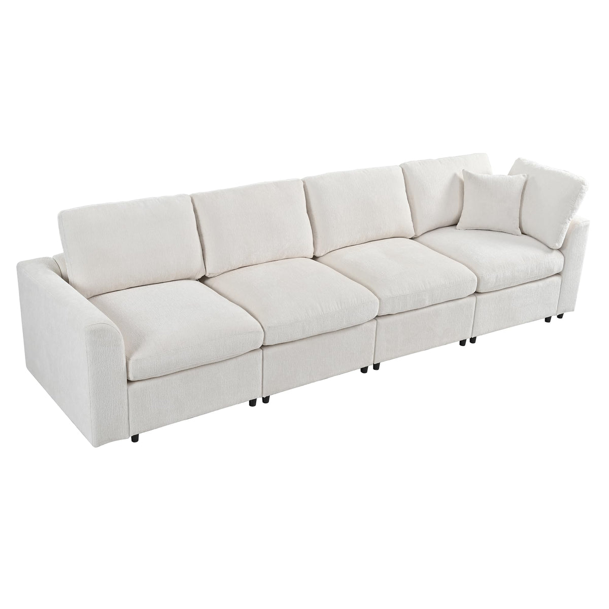 130" L-Shaped Modular Sectional Sofa Modern Deep Seat Cloud Couch for 5, Oversized Chenille Fabric Cloud Sectional Couches with 1 Ottoman Chaise, Higher Seater (21.7 inch)