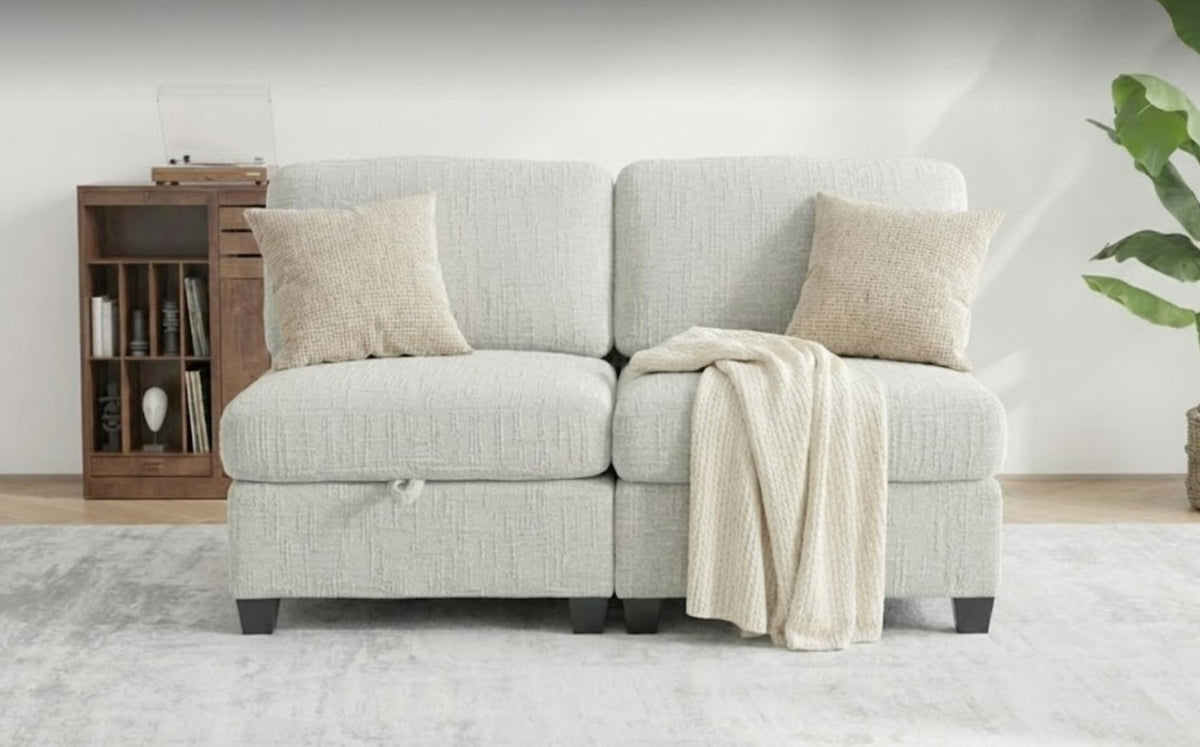 125" Oversized Modular 6 Seater Sofa with Removable Cover and Storage, Convertible U, L-Shaped Sofa, Modern Striped Fabric Couch with Movable Ottoman for Living Room, Apartment
