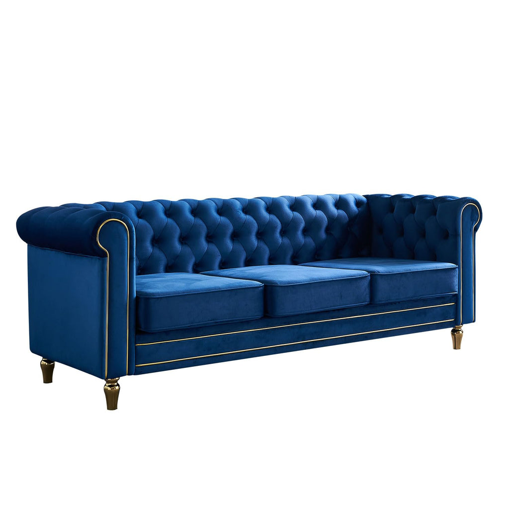 Velvet Sofa 84.65 inch for Living Room Blue Color CY368