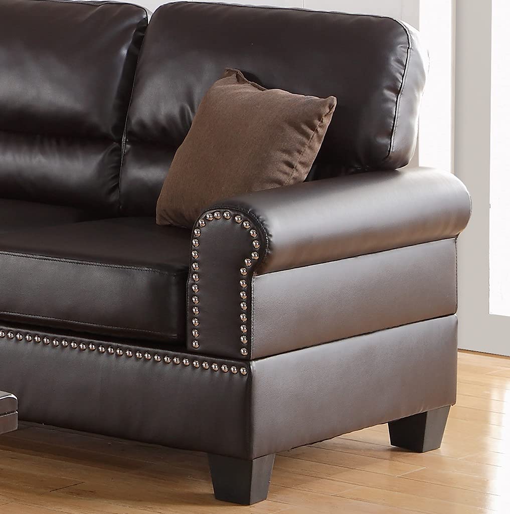 Tidyard Faux Leather 2-Piece Sofa Set with Loveseat, Contemporary Plush Couch for Living Room, Espresso Double Barrel Design, Includes Pillows