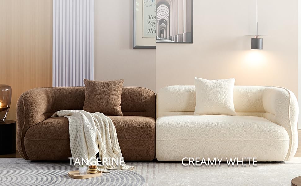 110''Modern Curved Sectional Sofa, Bread Shape Design,Upholstery Boucle Sofa Couch with Pillows,Luxury Sofa Couch for Living Room (Camel)