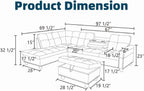 Leather L-Shaped Couch Set, 97.5"L x 69.5"W Sectional Sofas Black