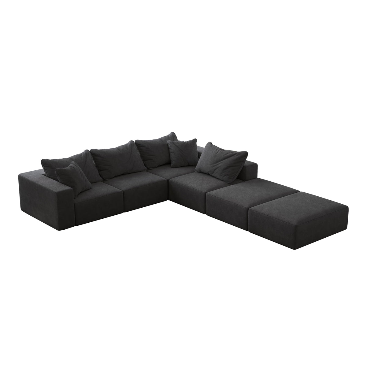 Tidyard Oversized Sponge Cloud L-Shaped Sectional Sofa Set with 6 Pillows, Modern Chenille Upholstered Modular Couch for Living Room or Bedroom, No Assembly Required, Free Combination Design, 16?