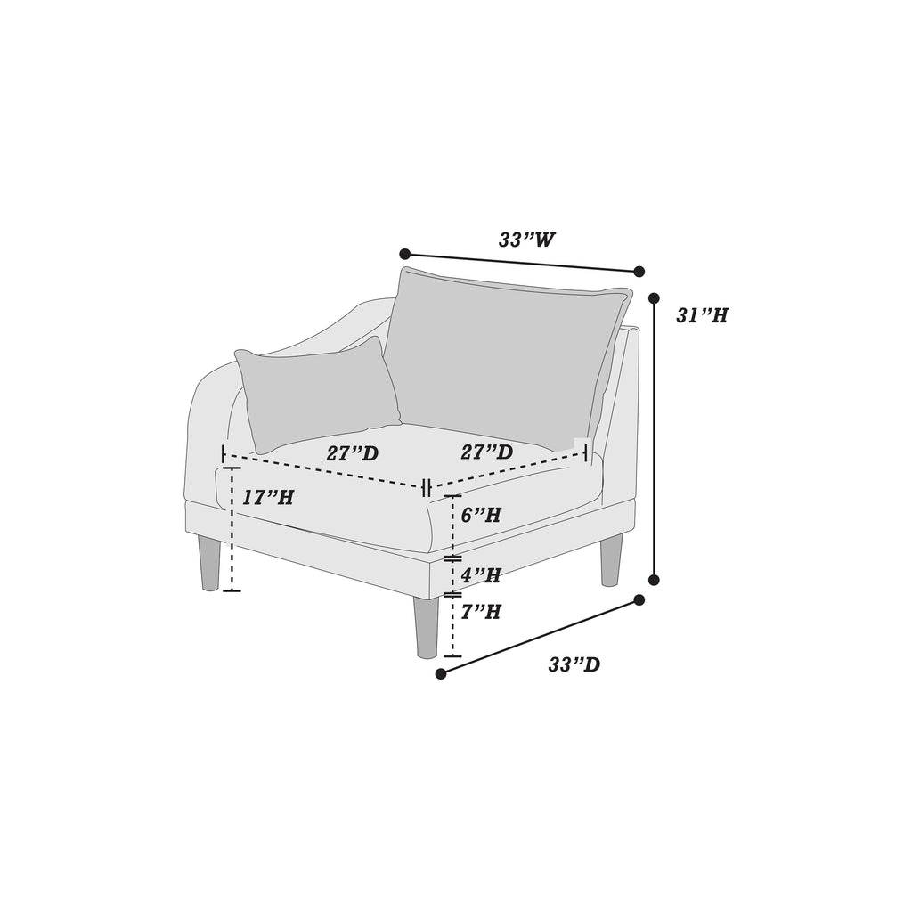 U-Shaped Couch Set: 6-Piece Modular Sectional with Armless Chairs, One Arm Chair, Ottoman - Modern Living Room Furniture