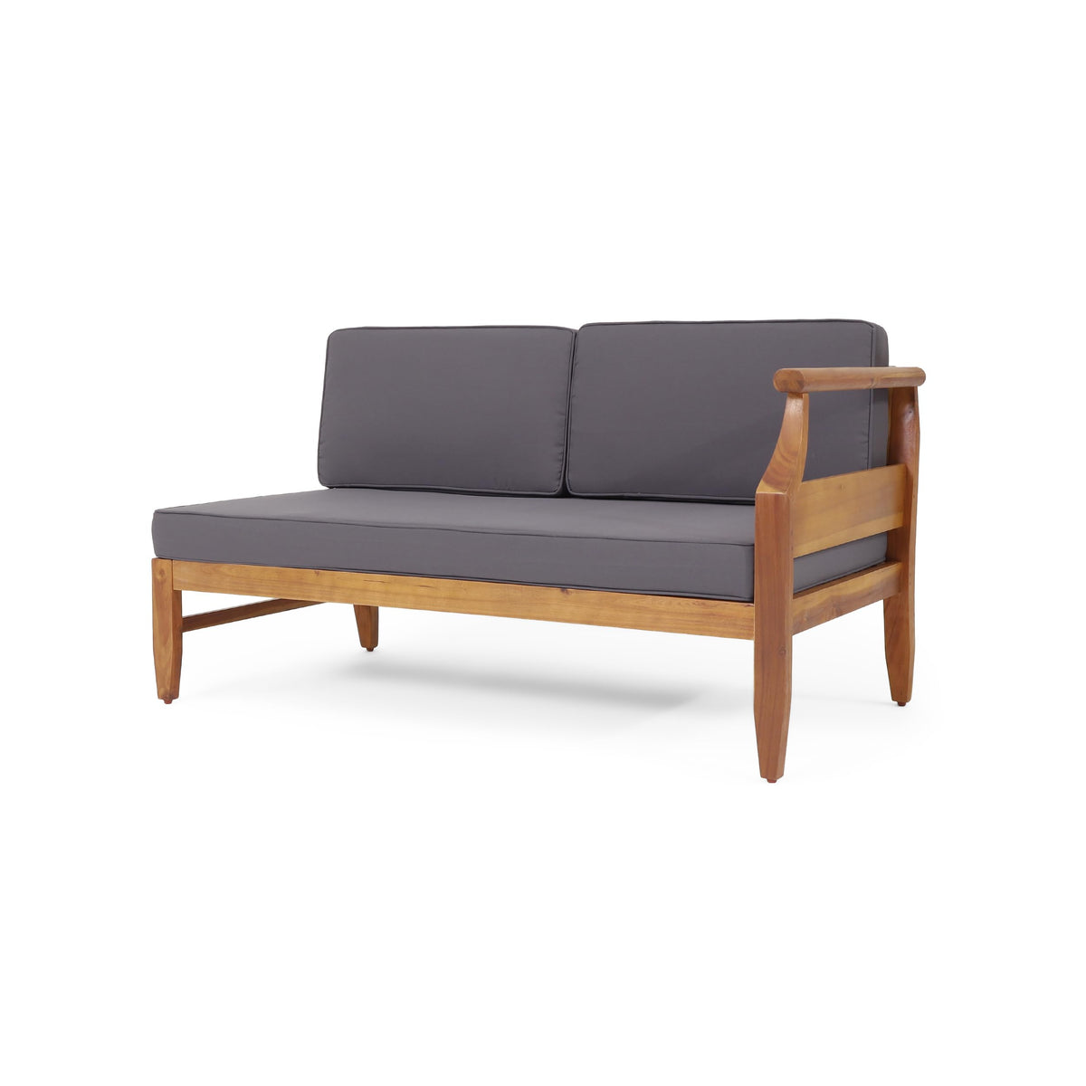 Tidyard 4-Piece Sofa Set, Dark Gray – Mid-Century Modern Design with Acacia Wood Frame & Slat Paneling, Water-Resistant Cushions, Sectional Chat Set for Indoor/Outdoor Use, 82.7? W x 82.7? D