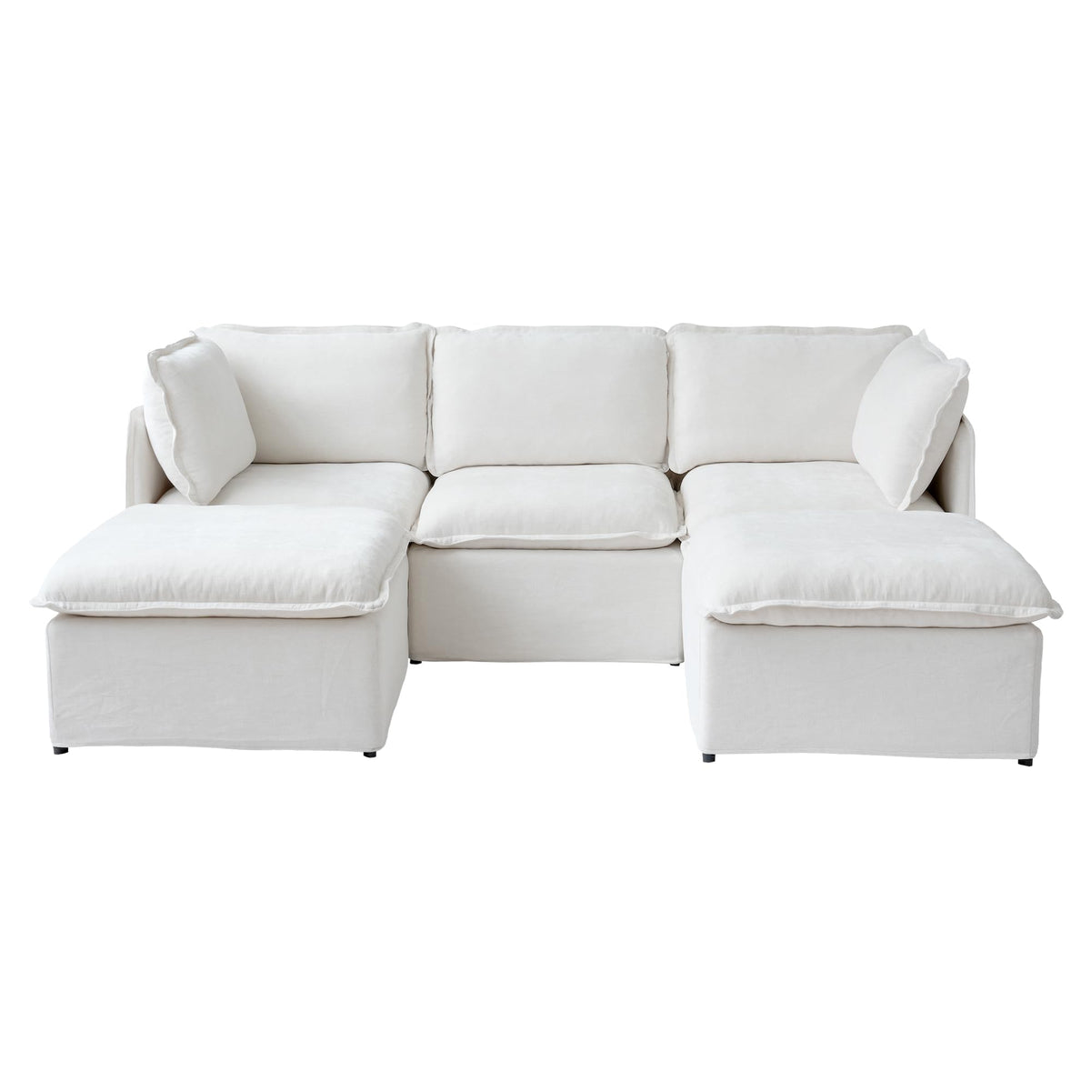 WJShome 5-Seater Cloud Modular Sofa Sectional Living Room Couch, Khaki