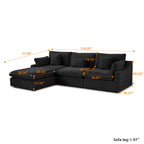 WJShome Cloud Modular Sectional Sofa Couch for Livingroom,119inch Down Filled L Shaped Couch with Wide Seat,Convertible Sectional Sofa with Ottoman,Covers Washable&Replaceable,Black