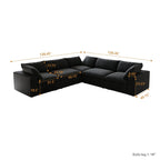 WJShome Cloud Couch Modular Sectional Sofa,160.6" Down Filled 5 Seater Convertible Sectional Sofas,V Shaped Couch for Living Room,Covers Washable&Replaceable (Black)