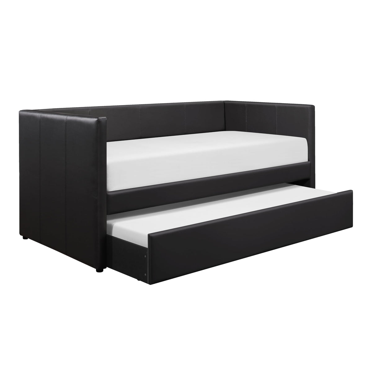 Versatile Daybed with Pull-Out Trundle, Textured Fabric Upholstery