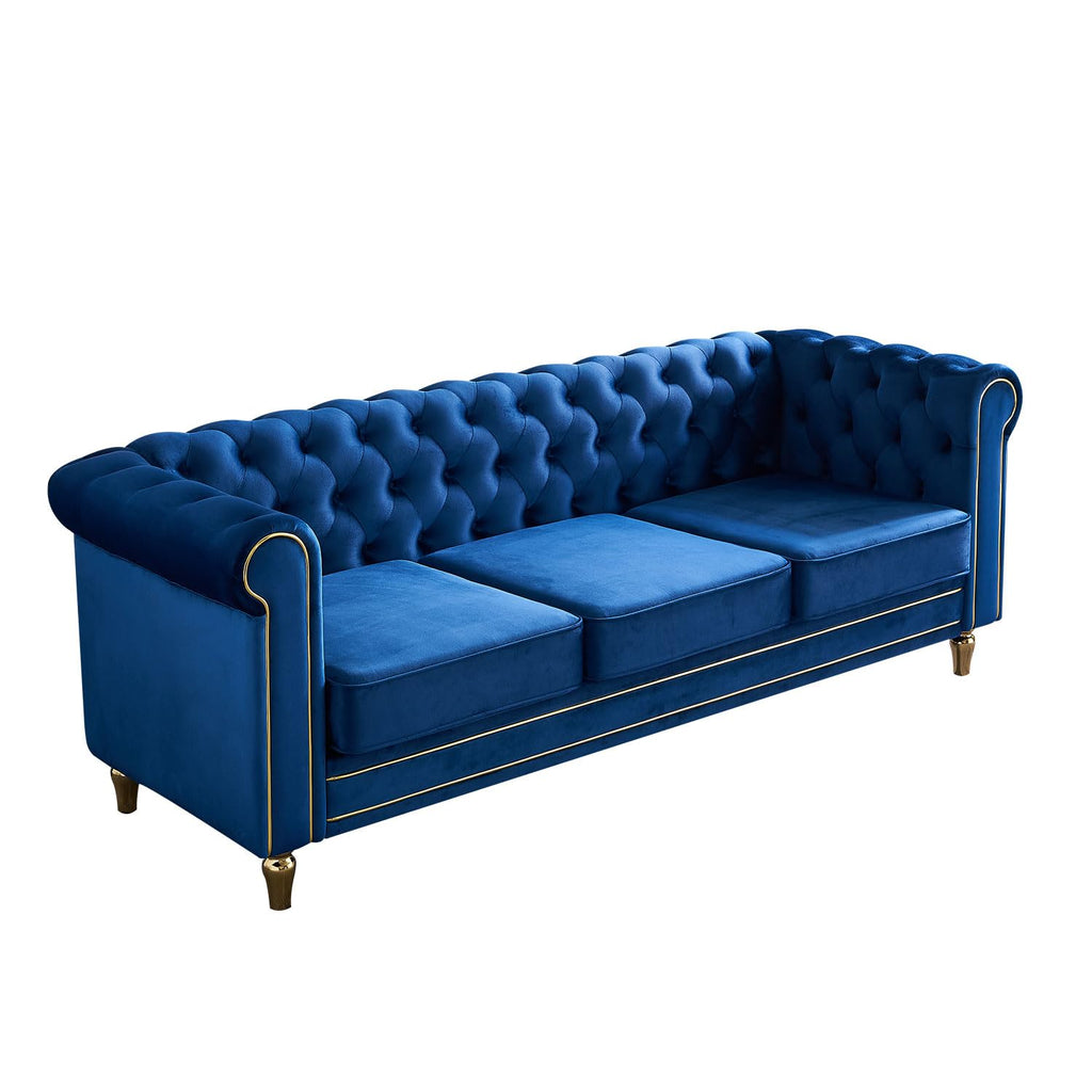 Velvet Sofa 84.65 inch for Living Room Blue Color CY368