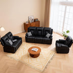 COMHOMA Living Room Furniture Set,Faux Leather Manual Recliner Sofa Sets