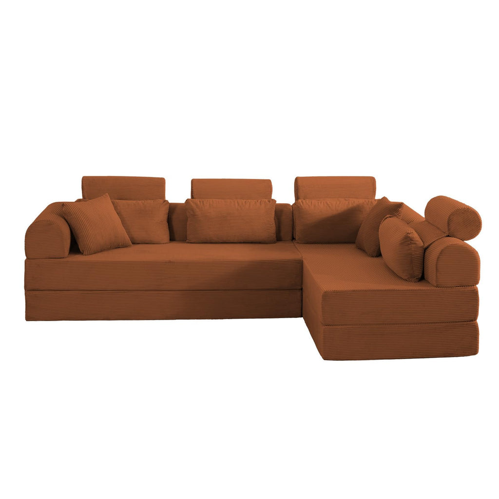 106" L-Shape Corduroy Sectional Sofa, Convertible Couch with Chaise