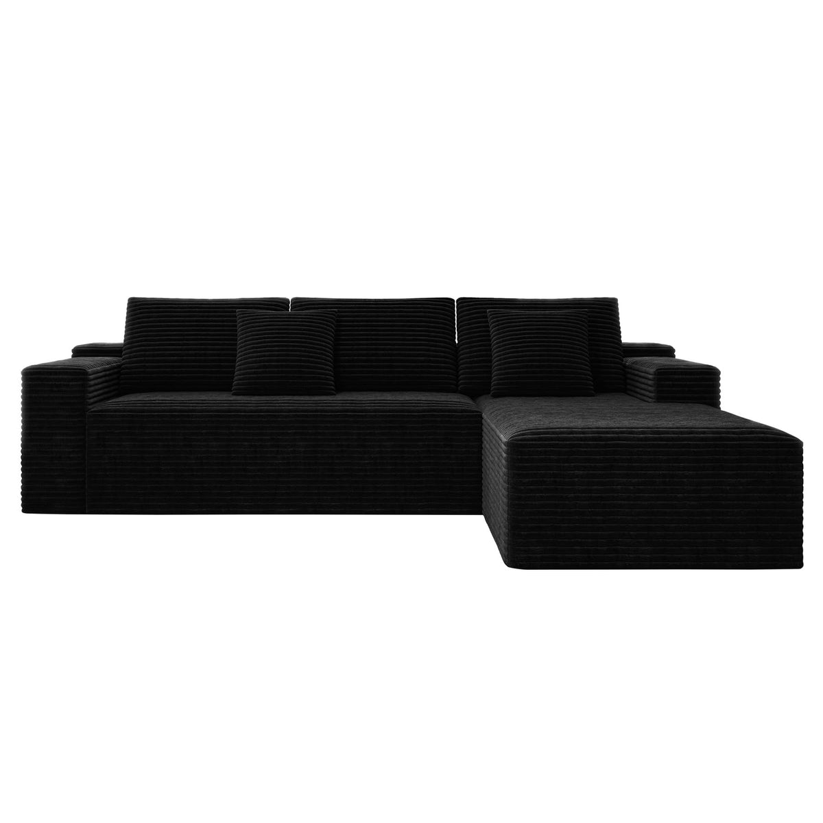 Tidyard Modular Sectional Sofa, No Assembly Required 104.3 Inch Plush Corduroy Fabric Reversible Chaise Lounge Couch for Living Room Bedroom Apartment