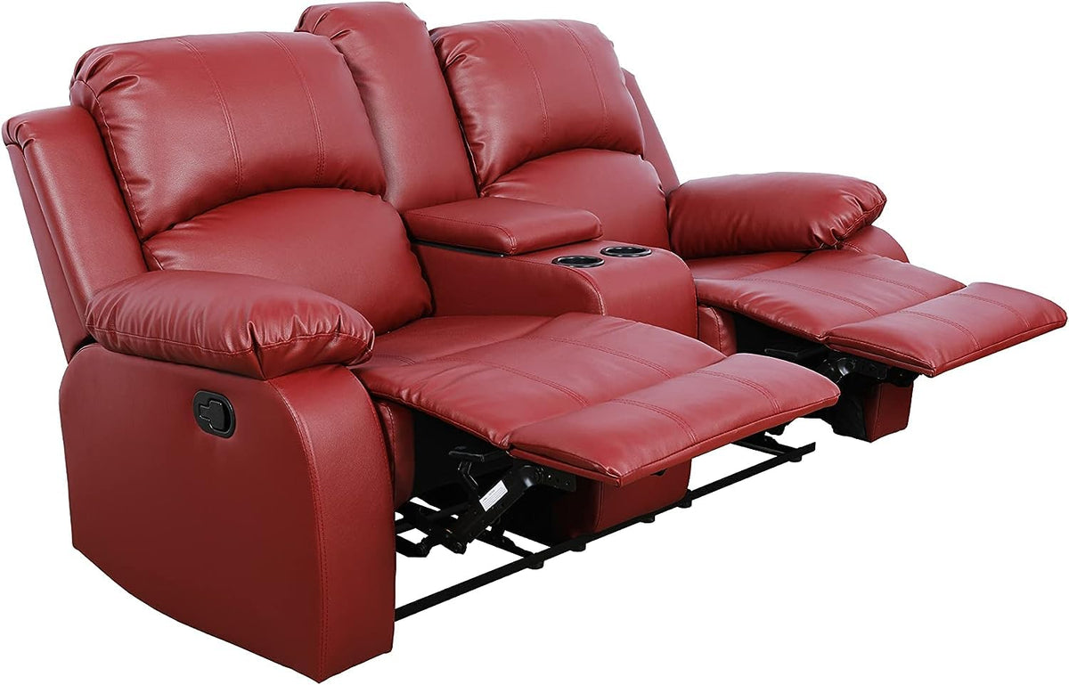Bonded Leather Living Room Furniture Set Reclining Sofa Set Loveseat Furniture Sets in Living Room Sofa Recliners (3 Pieces, Blue Microfiber)