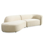 118" Left-Facing Chenille Sectional Sofa with Chaise, Modern Curved Cloud Couch, Deep Seat Upholstered Sofa with Solid Wood Frame, Organic Rounded Design for Living Room, Beige