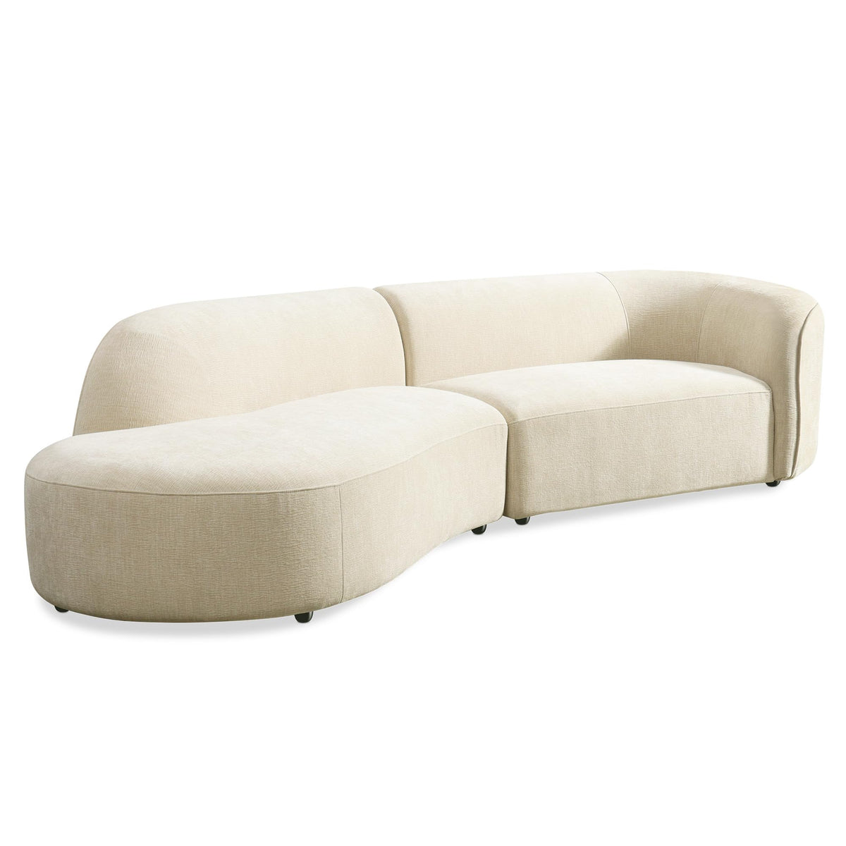 118" Left-Facing Chenille Sectional Sofa with Chaise, Modern Curved Cloud Couch, Deep Seat Upholstered Sofa with Solid Wood Frame, Organic Rounded Design for Living Room, Beige