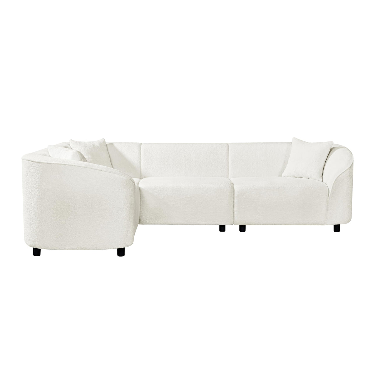 Tidyard 10? L-Shaped Curved Modern Sofa in Beige - Plush 4-Seater with Sculptural Design & Soft Bouclé Fabric for Large Living Rooms