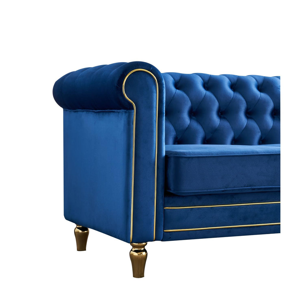 Velvet Sofa 84.65 inch for Living Room Blue Color CY368