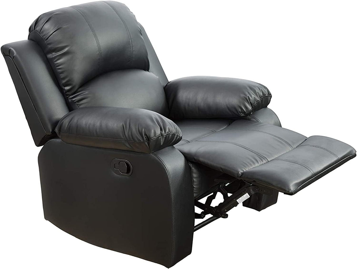Bonded Leather Living Room Furniture Set Reclining Sofa Set Loveseat Furniture Sets in Living Room Sofa Recliners (3 Pieces, Blue Microfiber)